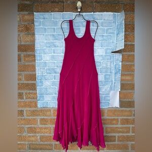 JEAN PAUL GAULTIER SOLEIL SLEEVELESS NEON PINK MAXI  MESH DRESS SIZE LARGE